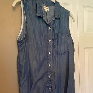 Denim button up tank